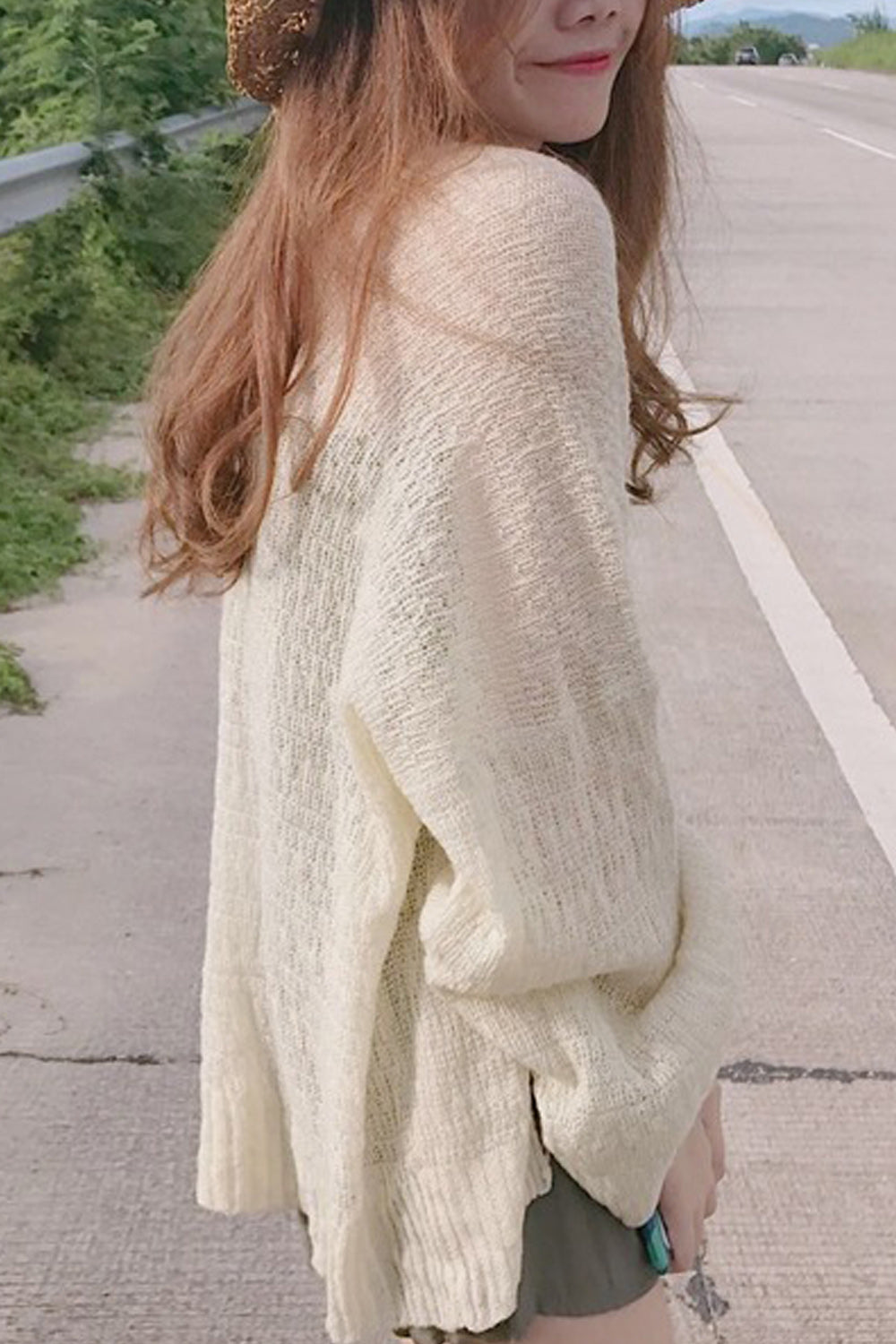 Women Loose Styled Long Sleeve Cute Solid Pattern Soft Cardigan