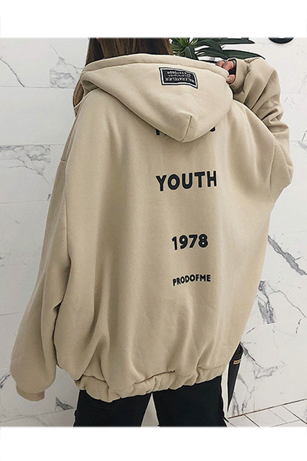 Women Stylish Loose Fit beck Printed Zipper Closure Hoodie