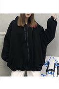 Women Stylish Loose Fit beck Printed Zipper Closure Hoodie