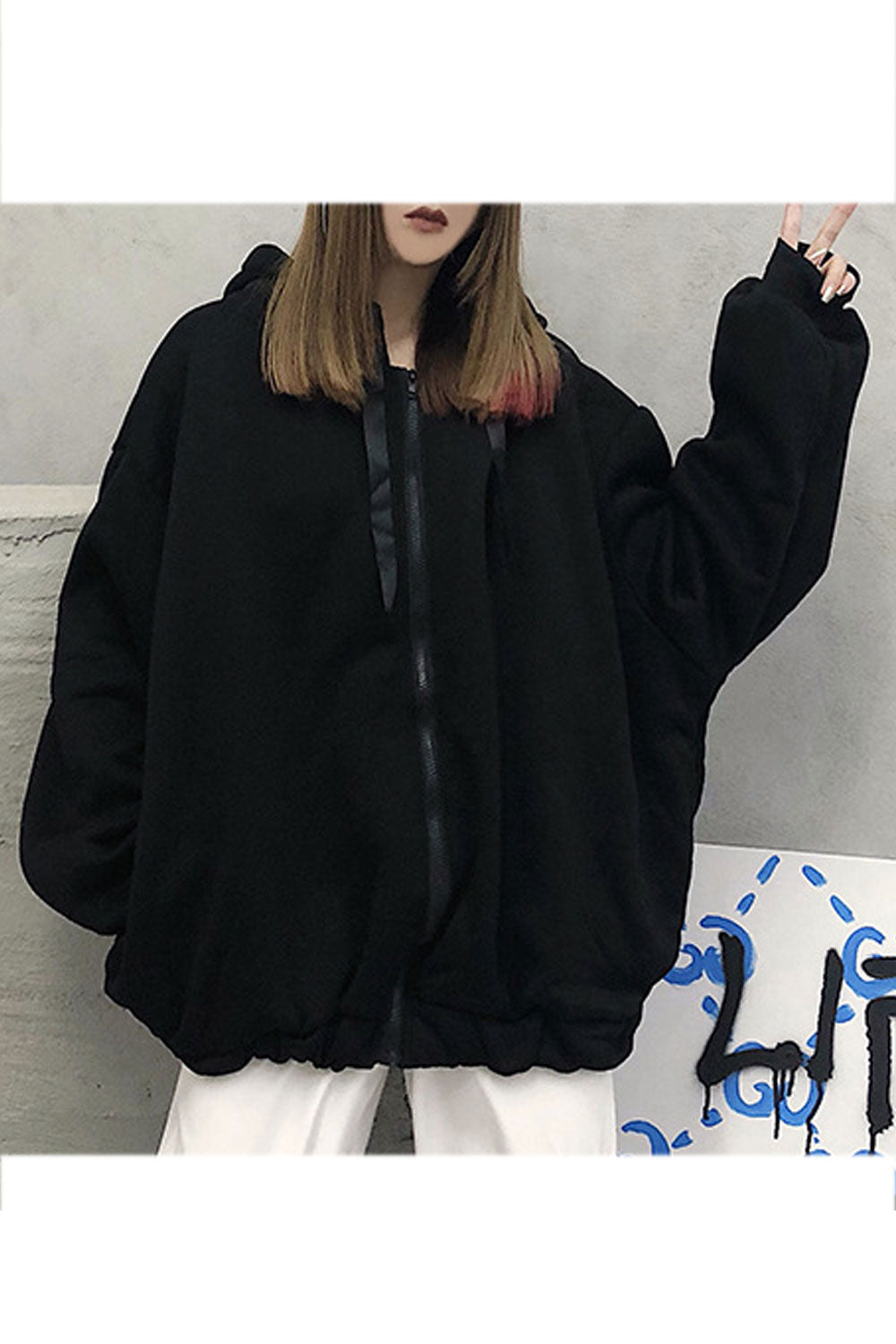 Women Stylish Loose Fit beck Printed Zipper Closure Hoodie