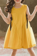Kids Girls Solid Colored Thin Skirt Sleeveless Style Trendy Dress
