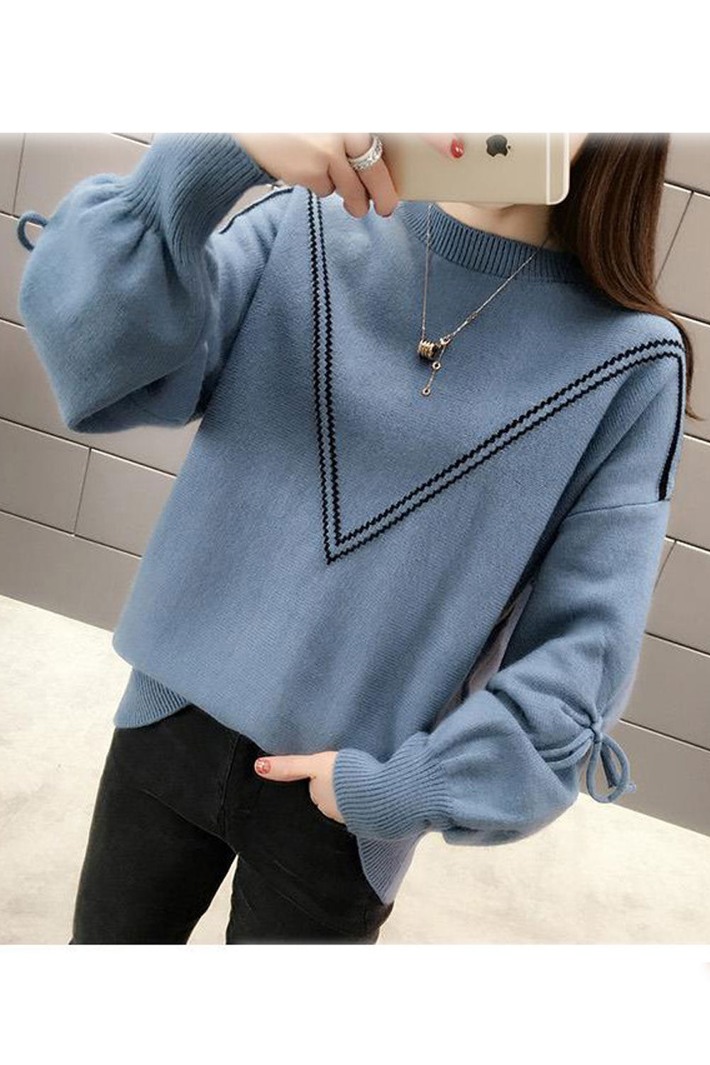 Women Warm Round Neck Long Sleeve Fashionable Sweater