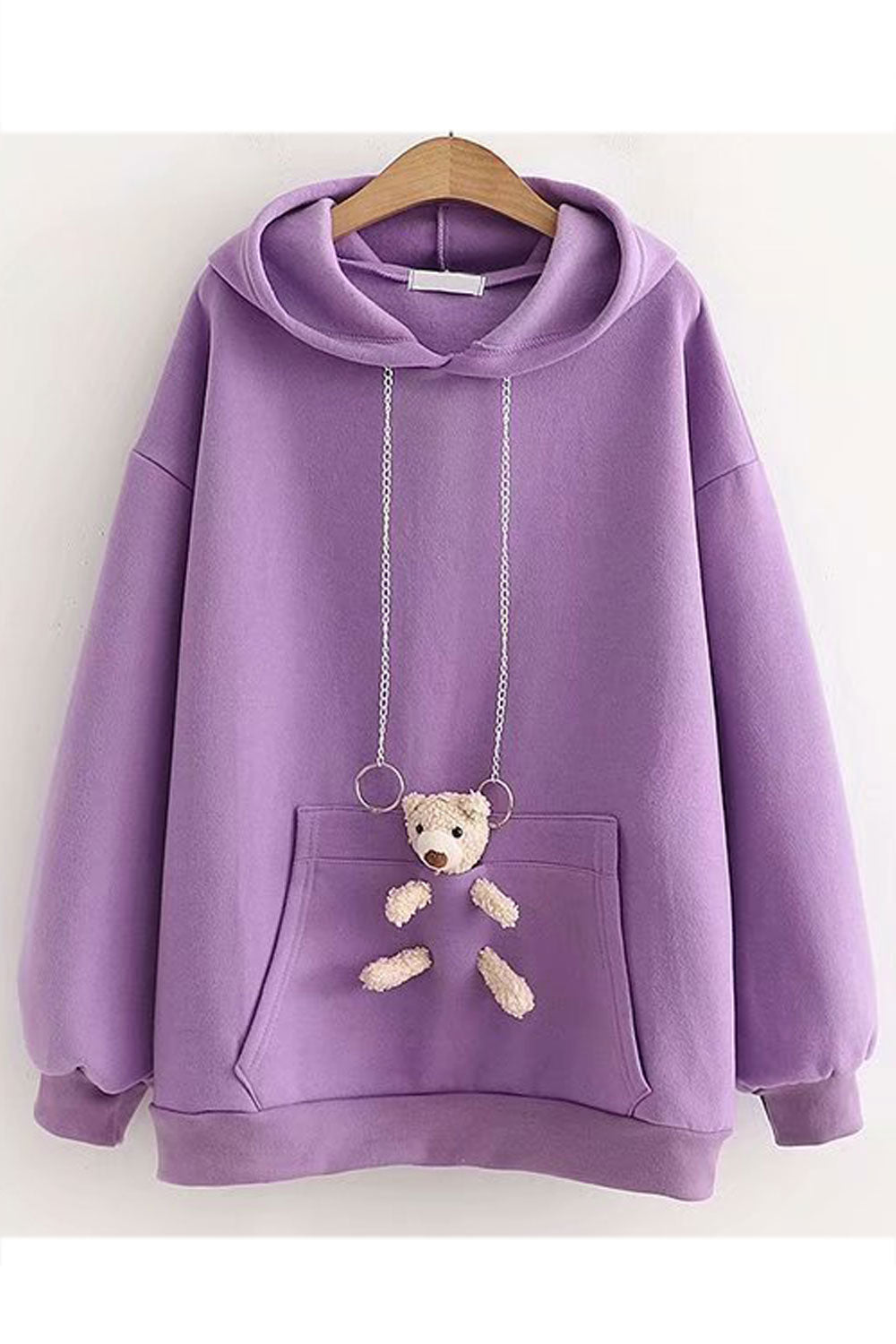 Women Solid Colored Long Sleeve Pocket Styled Hoodie