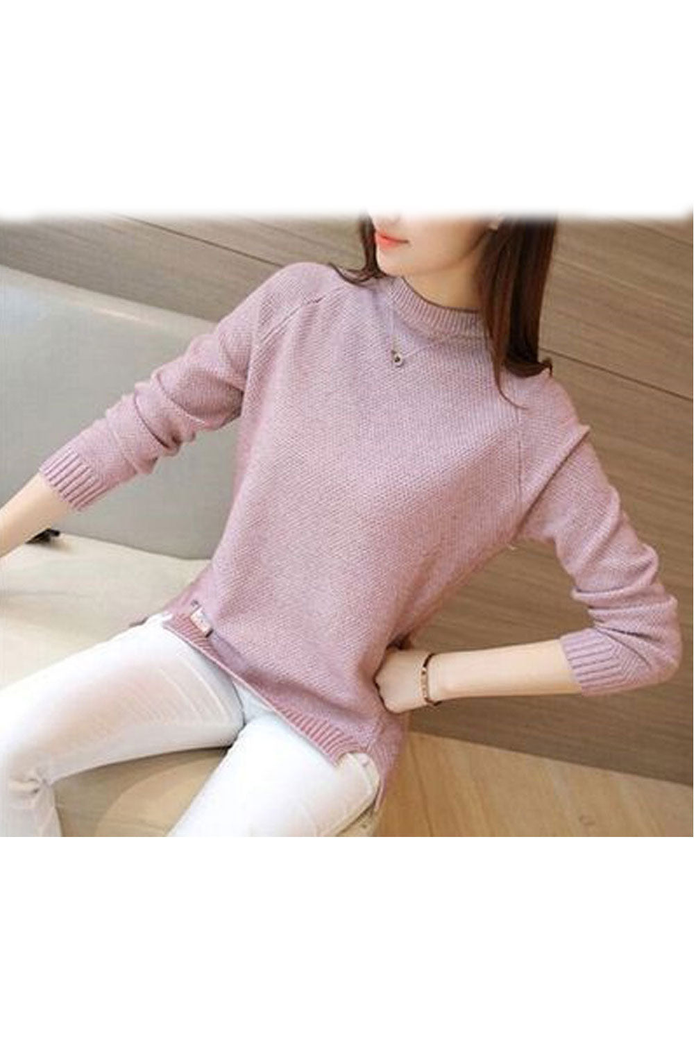 Women Lovely Solid Colored Pattern Casual Warm Sweater