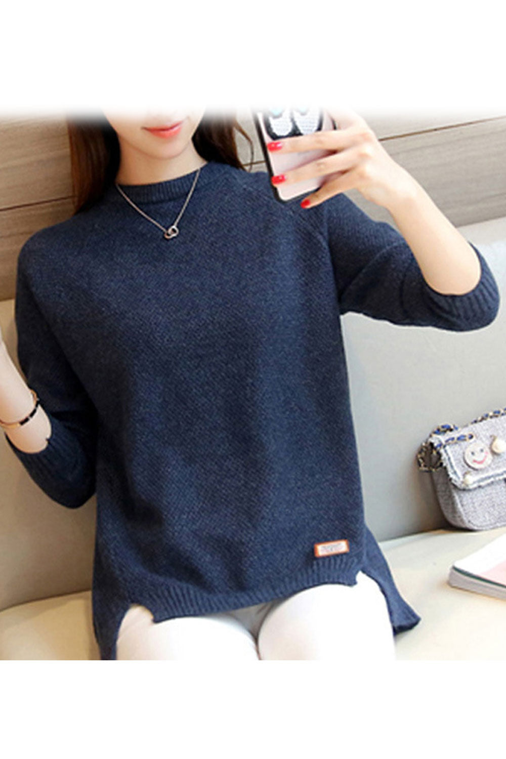 Women Lovely Solid Colored Pattern Casual Warm Sweater