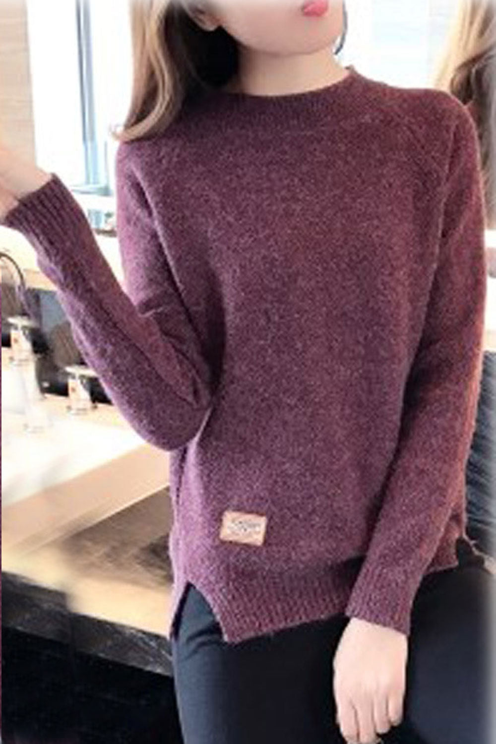 Women Lovely Solid Colored Pattern Casual Warm Sweater