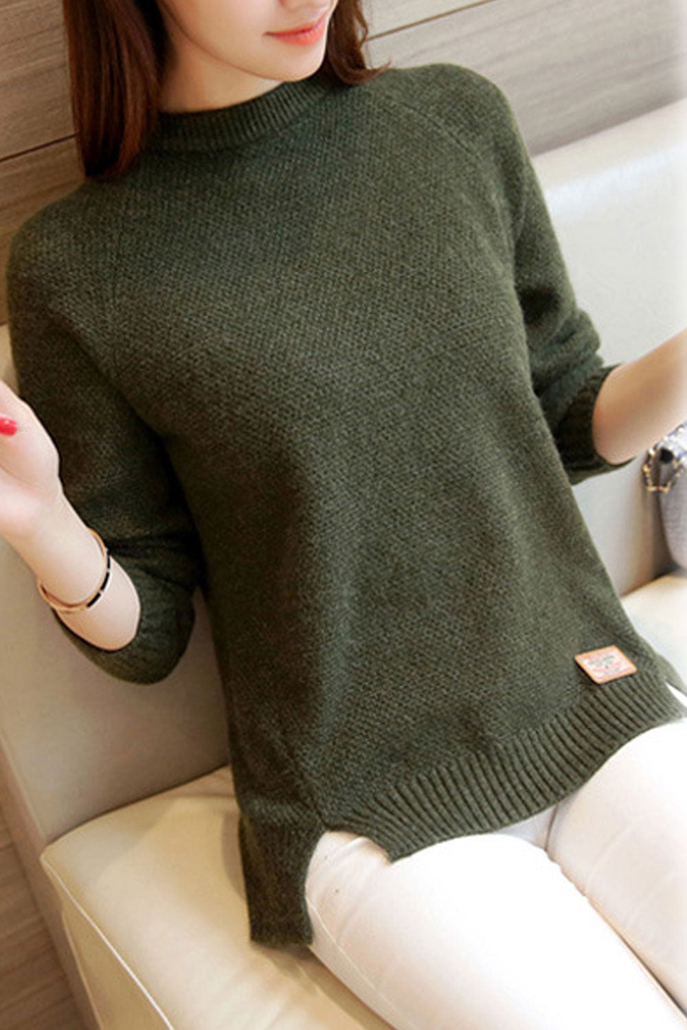 Women Lovely Solid Colored Pattern Casual Warm Sweater