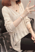 Women Admirable Hollow Solid Colored Back Strap Sweater