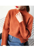 Women Stylish Striped Pattern High Neck Winter Sweater
