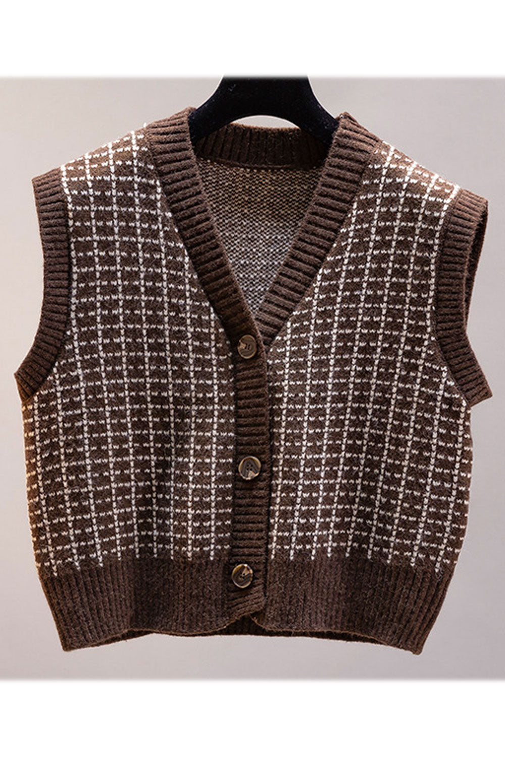 Women Sleeveless V-Neck Styled Printed Pattern Cozy Cardigan