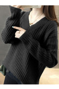 Women Easy Stretchable Long Sleeve V-Neck Warm Sweater