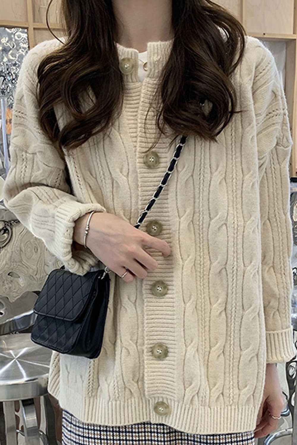 Women Beautiful Ruffle Decoration Thick & Warm Cardigan