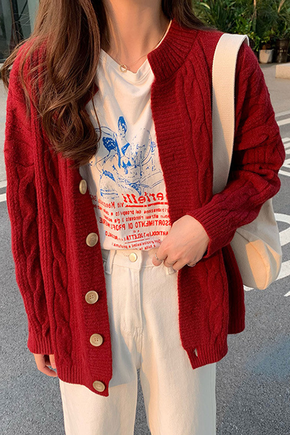 Women Beautiful Ruffle Decoration Thick & Warm Cardigan