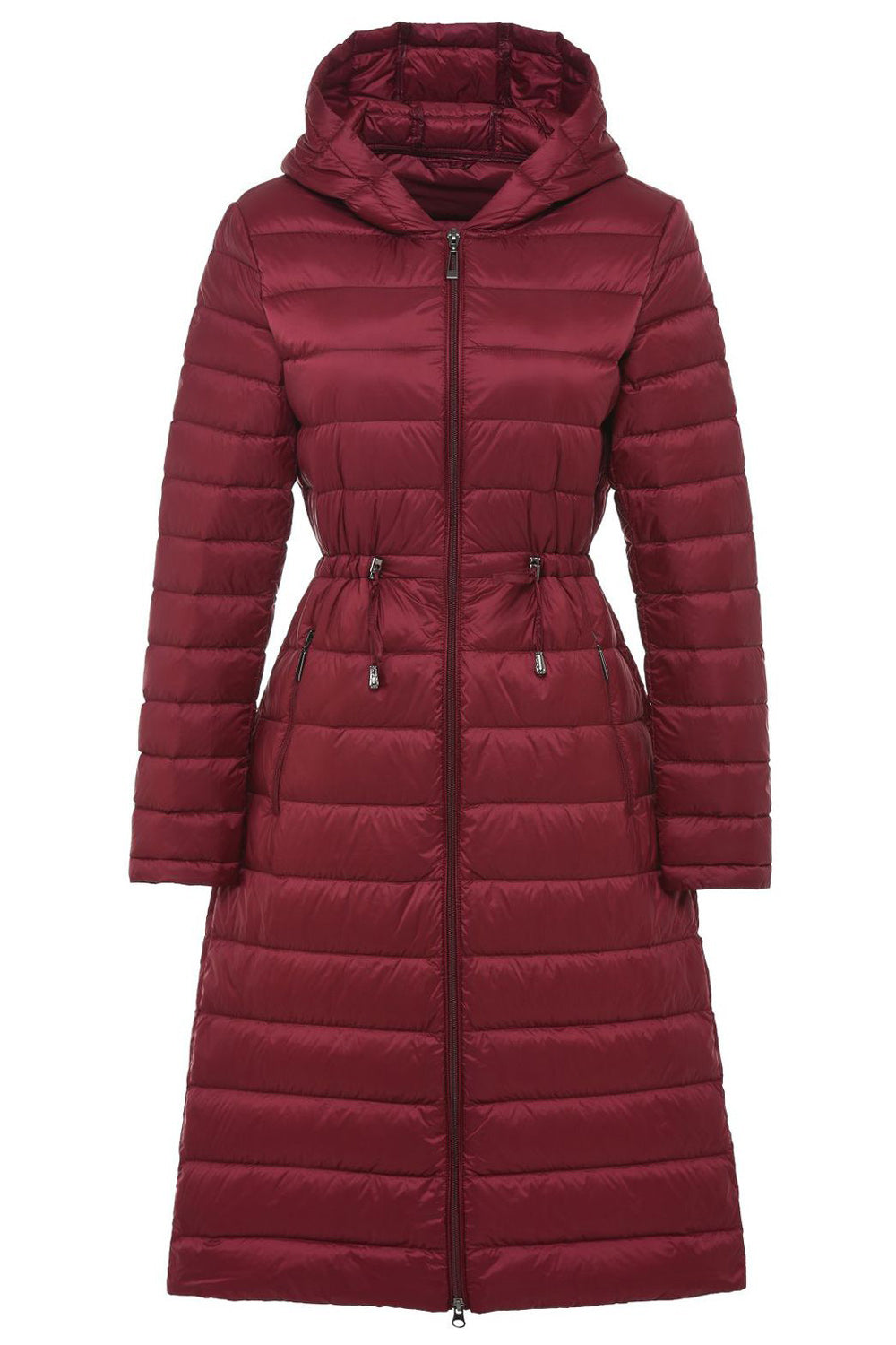 Women Hooded Neck Elegant Solid Colored Long Sleeve Warm Padded Jacket