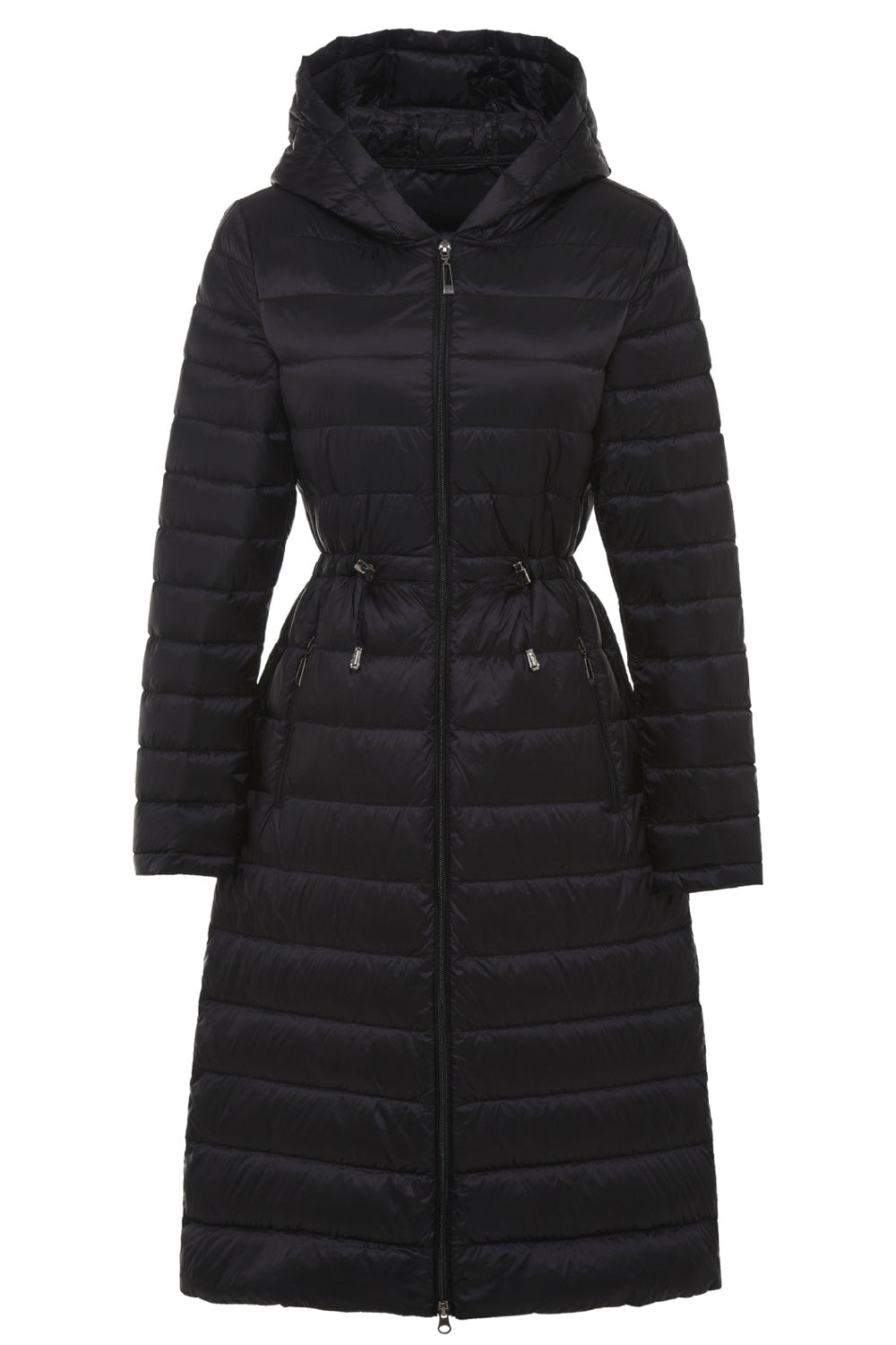 Women Hooded Neck Elegant Solid Colored Long Sleeve Warm Padded Jacket