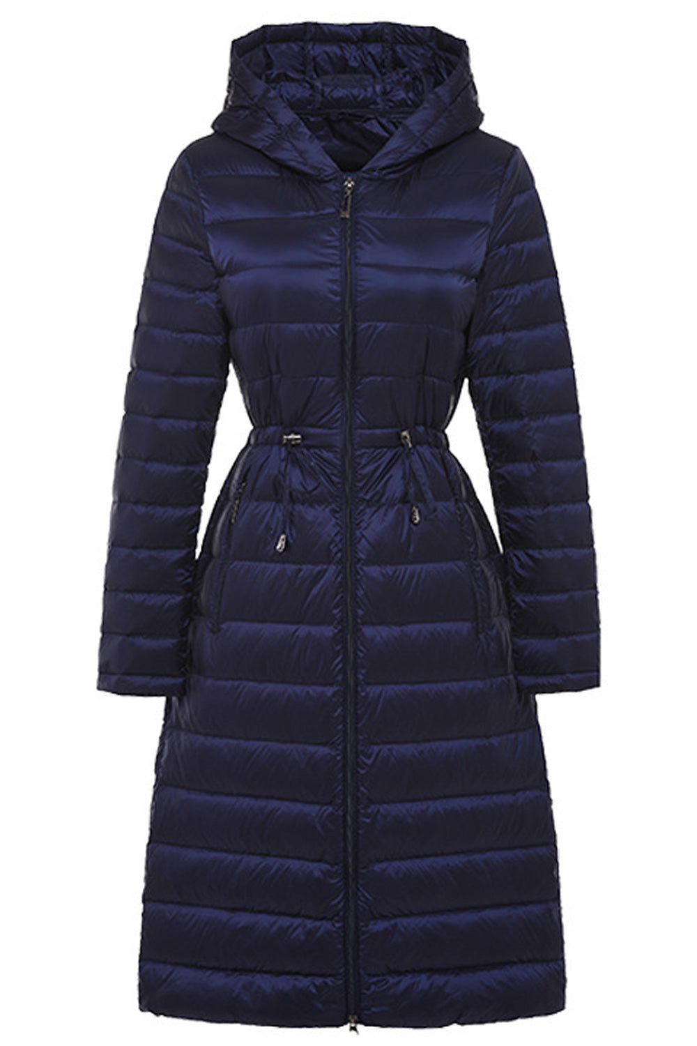 Women Hooded Neck Elegant Solid Colored Long Sleeve Warm Padded Jacket