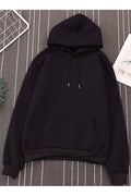 Women Simple Solid Colored Hooded Neck Warm Hoodie