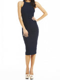 Women's Sleeveless Knee Length with Zip Fastening Dress Colour Navy
