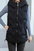 Women Fashionable Warm Solid Colored Sleeveless Hooded Neck Padded Jacket