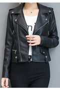 Women Long Sleeve Classy Solid Colored Winter Leather Jacket