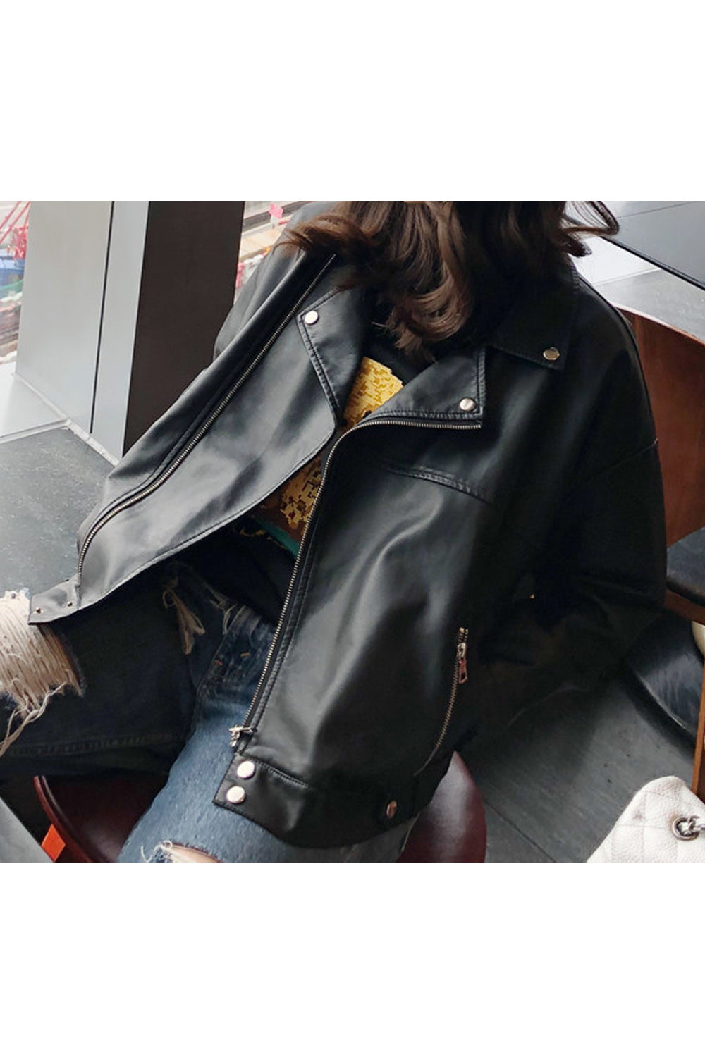 Women Slim Fit Style Long Sleeve Motorcycle Leather Jacket