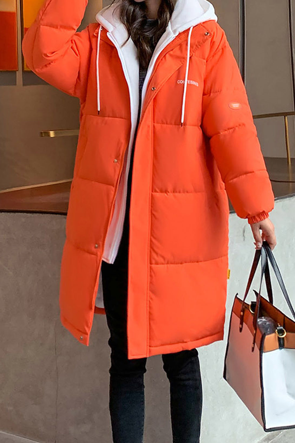 Women Charming Knee Long Cotton Padded Winter Jacket