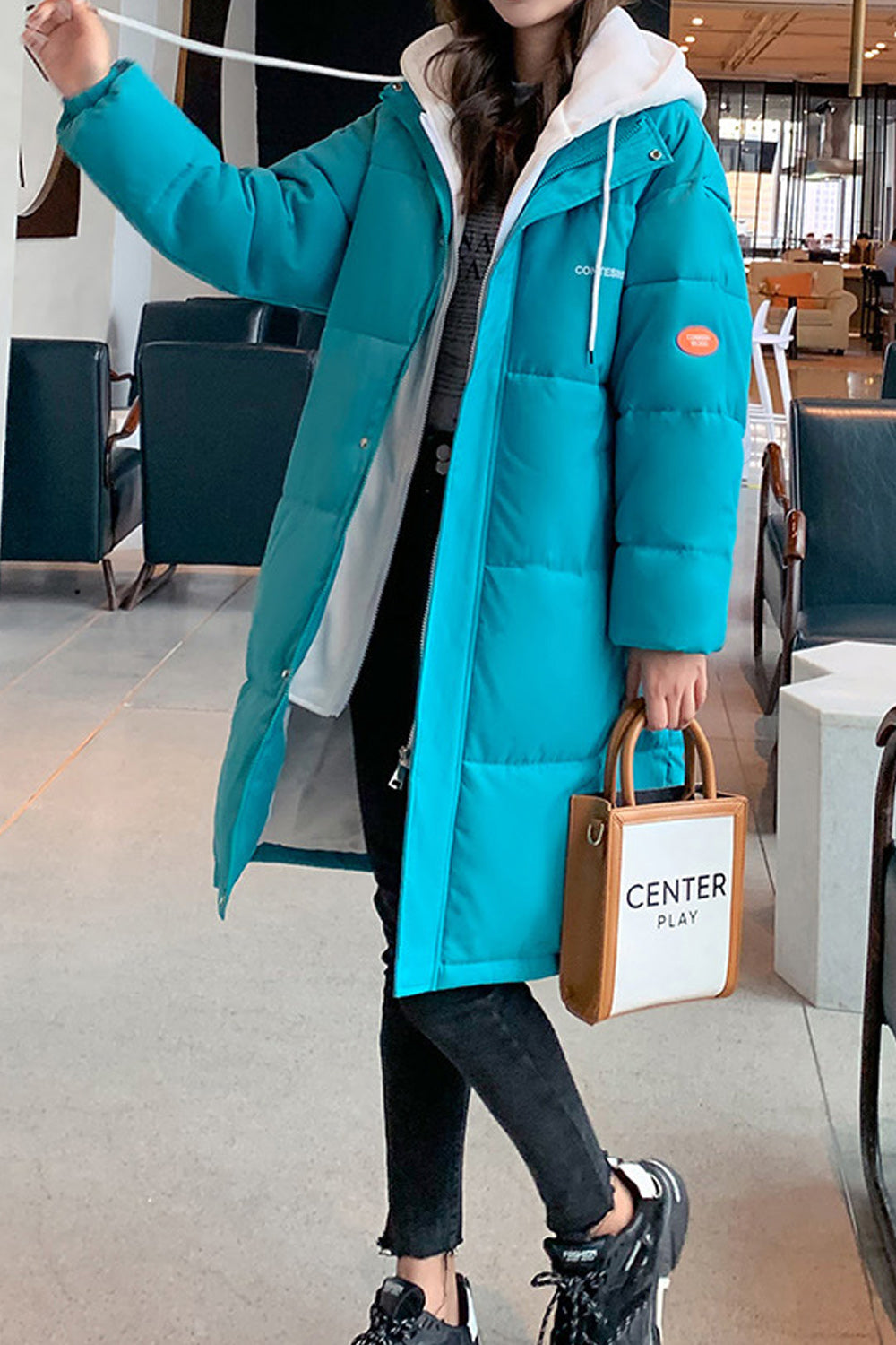 Women Charming Knee Long Cotton Padded Winter Jacket