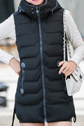 Women Solid Colored Zipper Closure Outer Warm Padded Vest