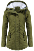 Women Cute Solid Colored Warm Hooded Neck Casual Jacket