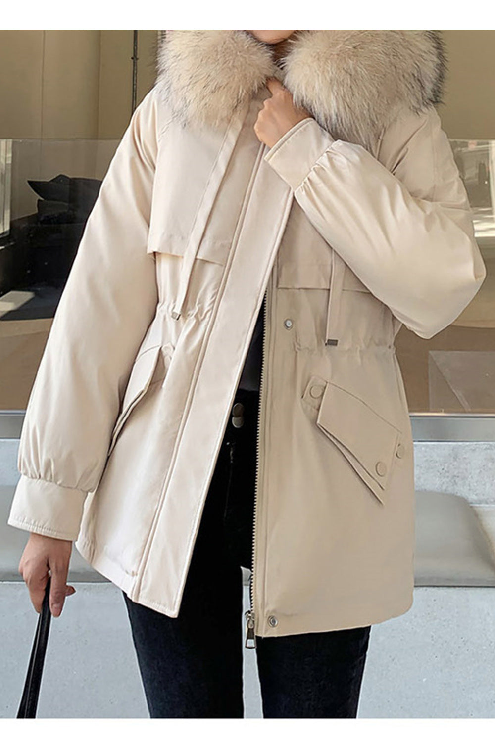Women Loose Big Collar Cotton Padded Winter Jacket
