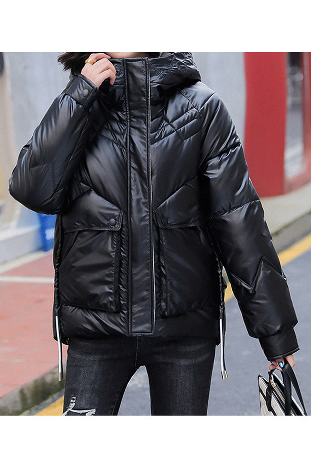 Women Cozy Solid Colored Thick Winter Season Padded Jacket