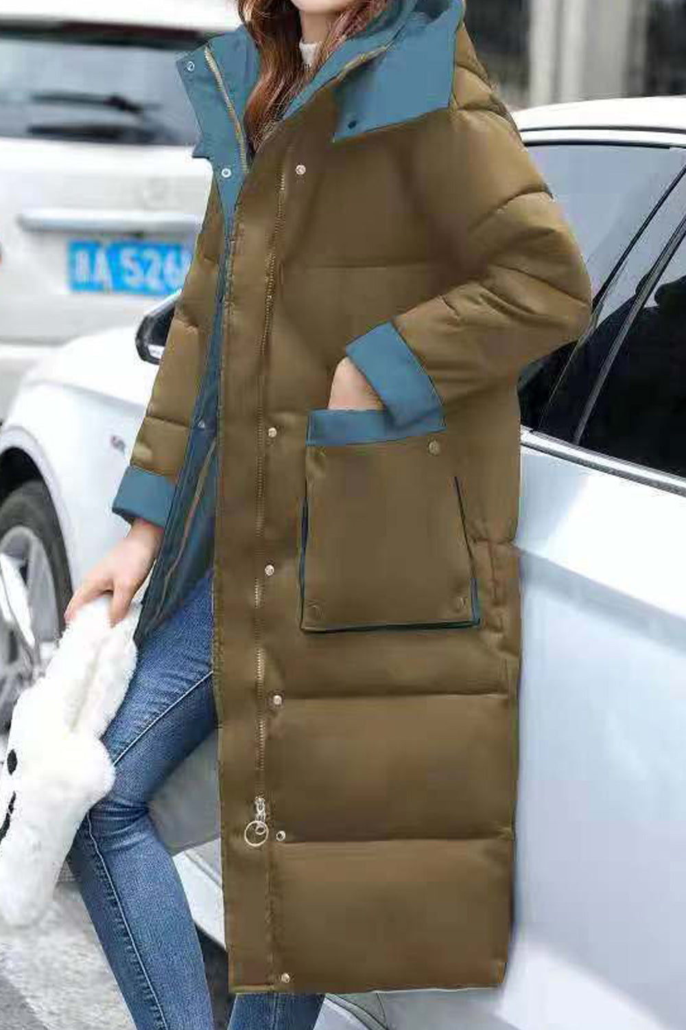Women Fashionable Knee Length Warm Padded Jacket