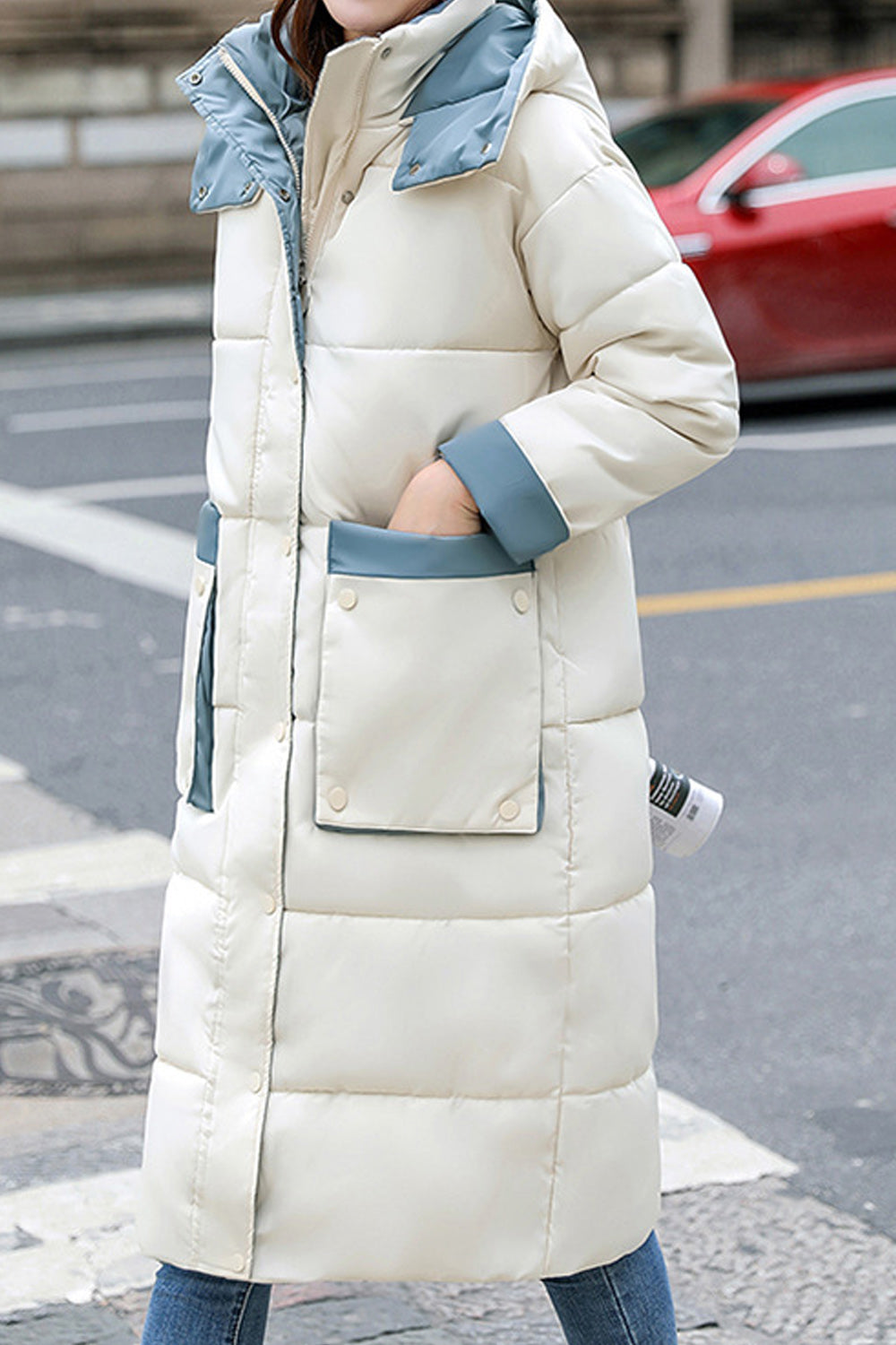 Women Fashionable Knee Length Warm Padded Jacket
