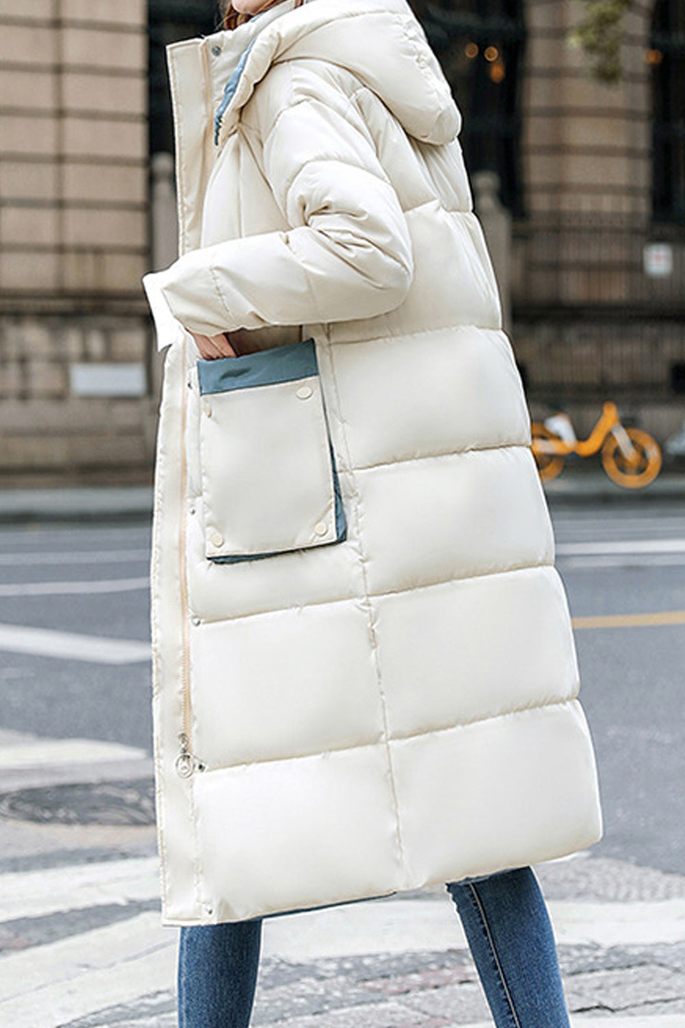 Women Fashionable Knee Length Warm Padded Jacket