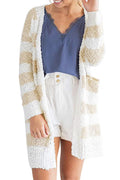 Women Long Sleeve Classy Striped Pattern Long Sleeve Magnificent Cardigan