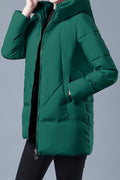 Women Elegant Solid Colored Stand Collar Warm Padded Jacket