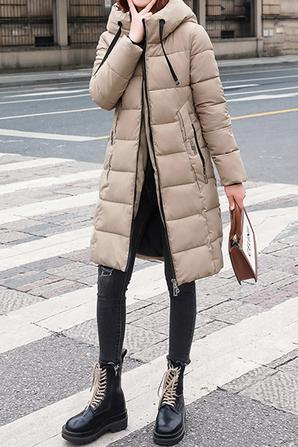 Women Style Soft Padded Solid Colored Warm Jacket