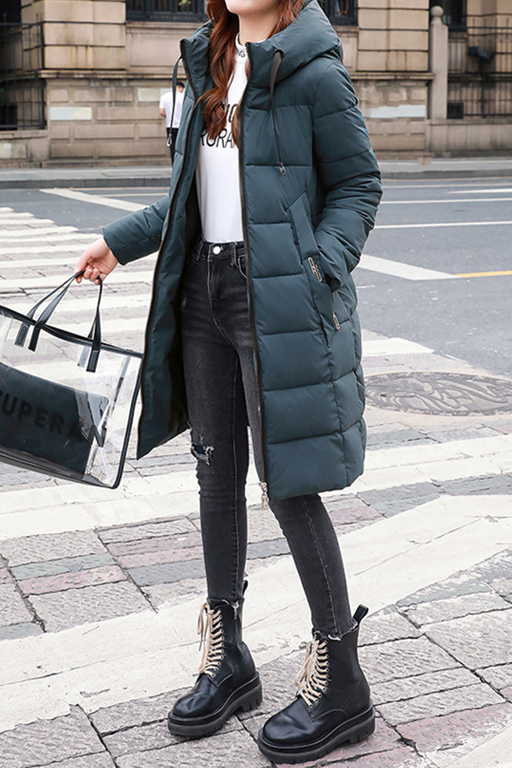Women Style Soft Padded Solid Colored Warm Jacket