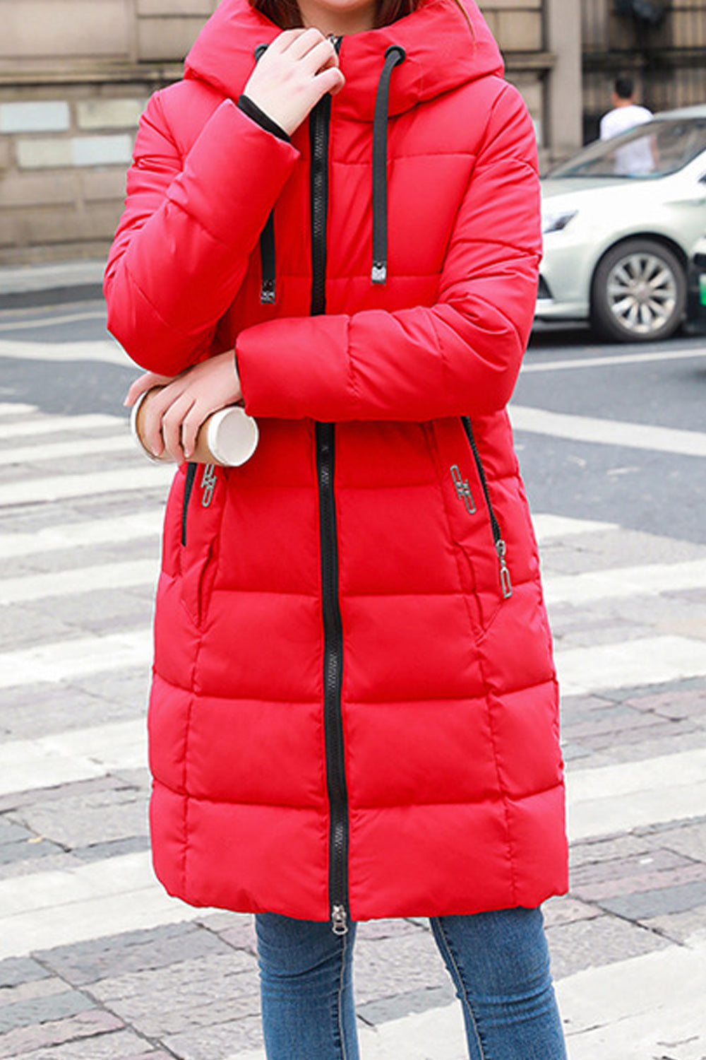 Women Style Soft Padded Solid Colored Warm Jacket