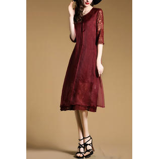 Women flower lace knee length special occasion dress
