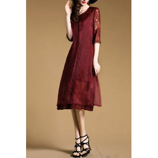 Women flower lace knee length special occasion dress