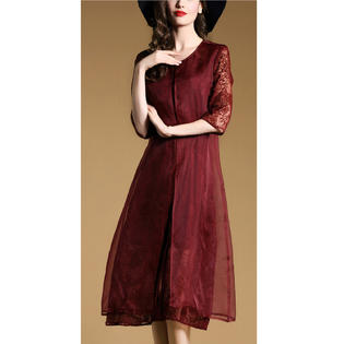 Women flower lace knee length special occasion dress