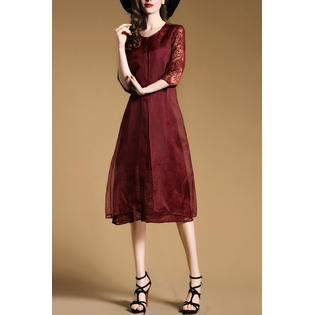 Women flower lace knee length special occasion dress