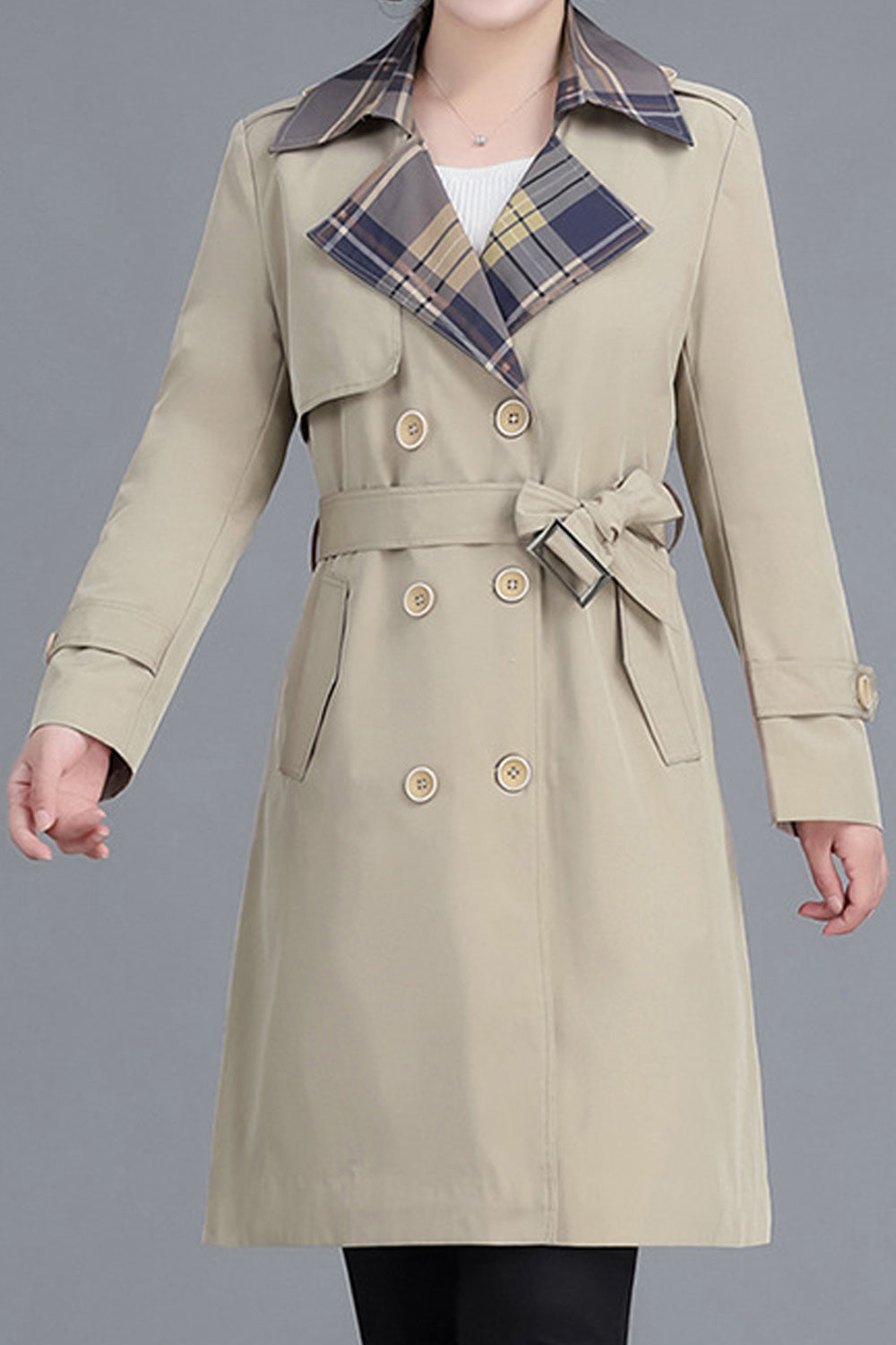 Women Trendy Long Sleeve V-Neck Solid Color Casual Coat
