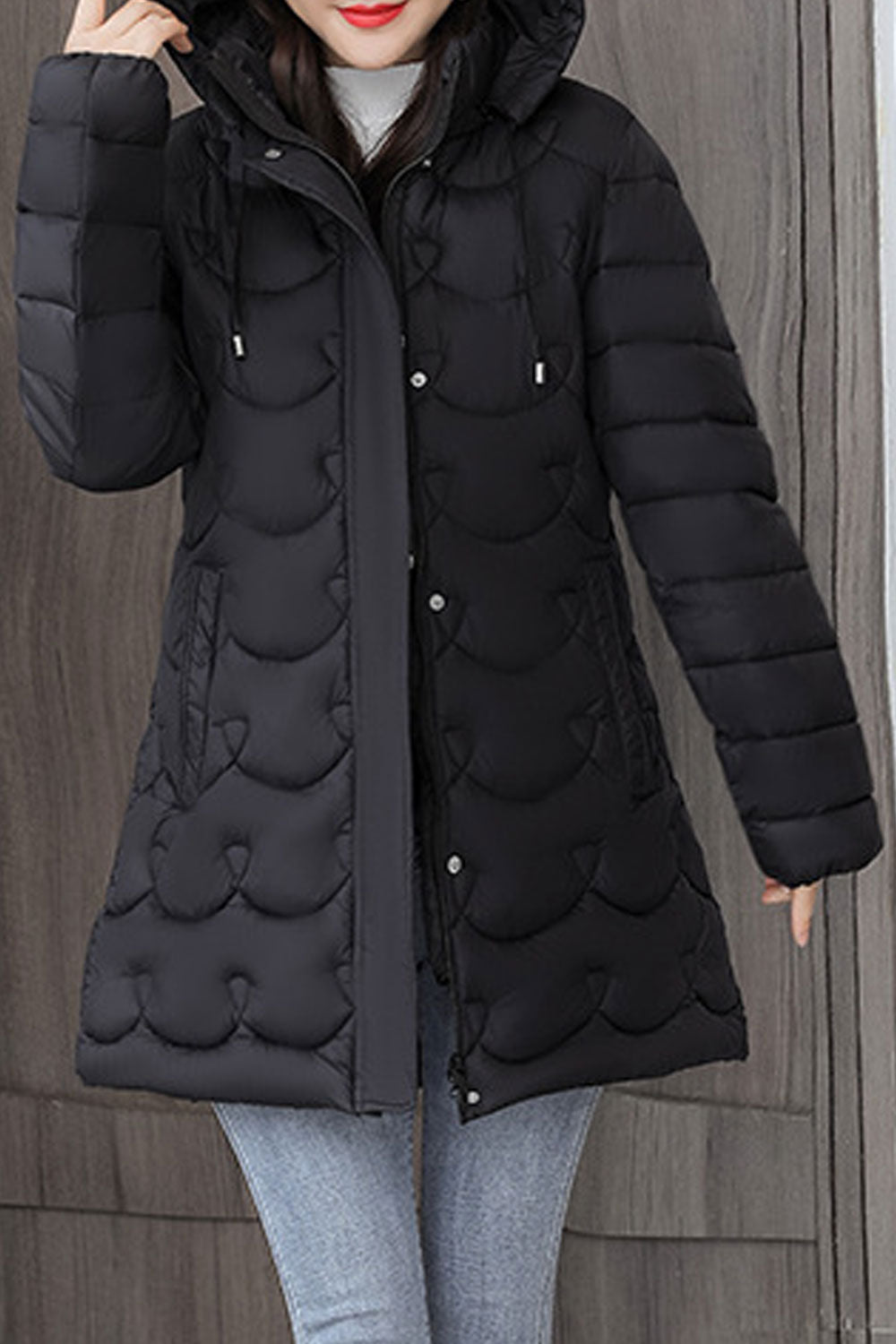 Women Beautiful Solid Colored Long Sleeve Easy Hooded Neck Padded Jacket