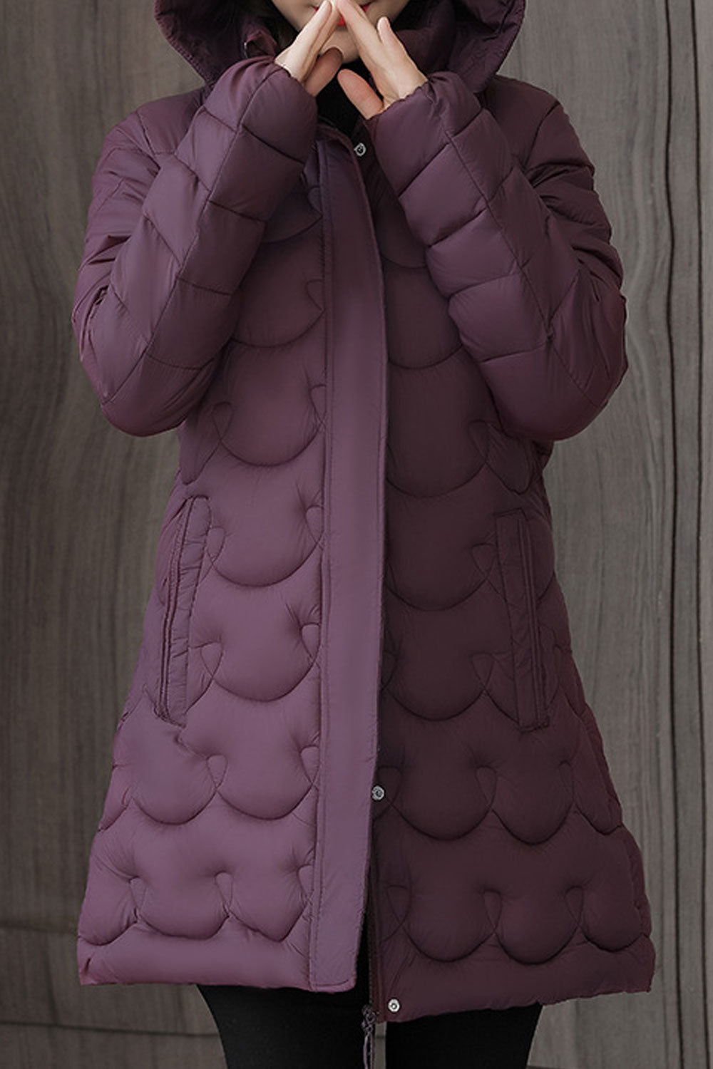 Women Beautiful Solid Colored Long Sleeve Easy Hooded Neck Padded Jacket