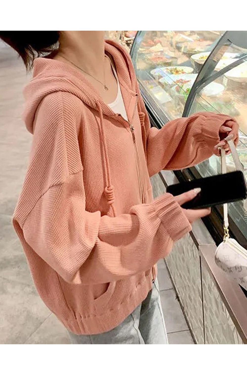 Women Awesome Solid Color Long Sleeve Loose Style Casual Thick Hoodie