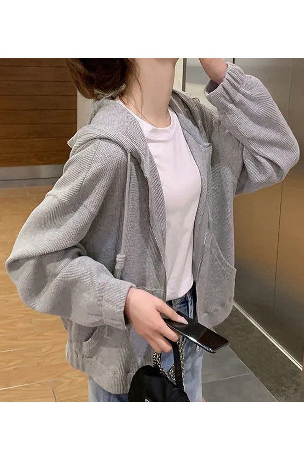 Women Awesome Solid Color Long Sleeve Loose Style Casual Thick Hoodie