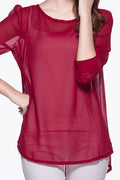 Women Long Sleeve High Low Hem Loose Top