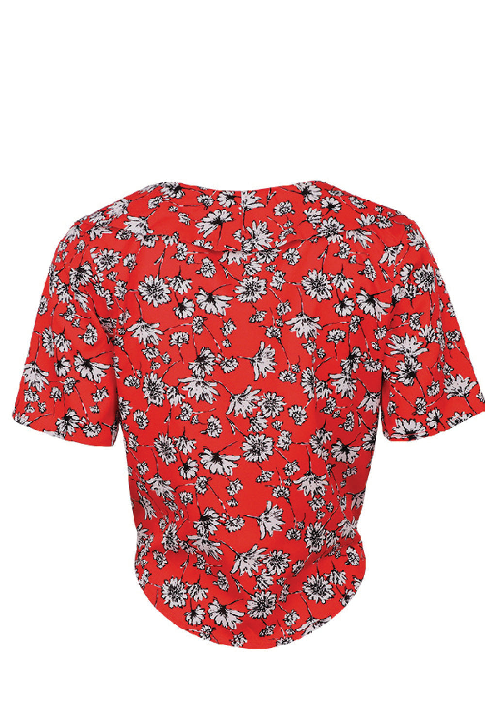 Women Printed Lotus Leaf Deep Neck Pretty Top